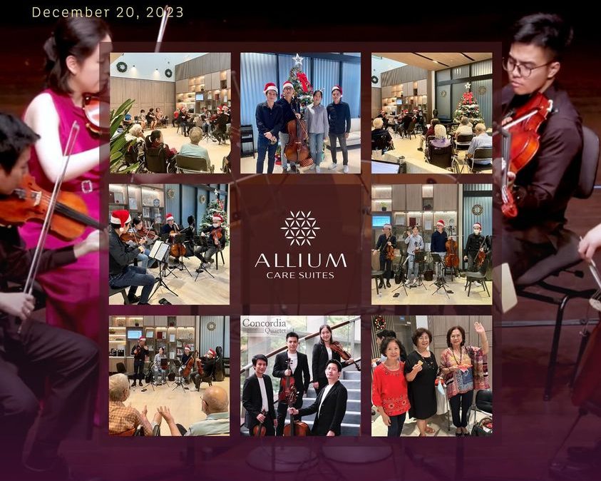 Concordia Quartet delivered a captivating performance featuring classical pieces, Chinese classics and Christmas carols, including ‘Autumn Leaves’ arranged by renowned Japanese composer Toru Takemitsu at Allium Care Suites